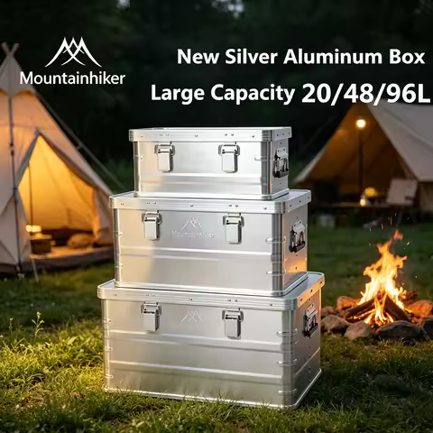 MOUNTAINHIKER New 20L/48L/96L Aluminum Storage Box Outdoor Camping Portable Storage Box Travel Picni