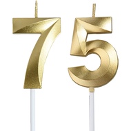 Gold 75th & 57th Birthday Candles,Gold Number 75 57 Cake Topper for Birthday Decorations Party Decor