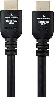 Elecom DH-HDPS14E50BK2 HDMI Cable, 16.4 ft (5 m), Premium 4K2K (60 Hz), Triple Shielded Noise Reduct