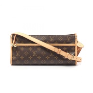 原棕色花帆布Popincourt長肩背【LOUIS VUITTON LV 路易威登】M40008