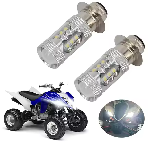 2Pcs 80W Super White LED Bulbs P15D H6M For Yamaha YFM350 400 450 660 700 Raptor Blaster 200 350 YFZ