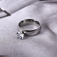Cincin Titanium Permata Silver / Cincin Perhiasan Fashion Wanita Korea