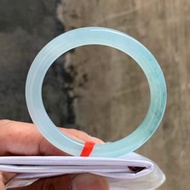 冰種翡翠天然翡翠玉鐲A玉手鐲 玉鈪 • 冰種藍飄花翡翠圓鐲