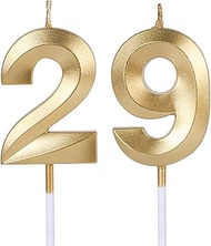 Gold 29th & 92nd Birthday Candles for Cakes, Number 29 92 Candle Cake Topper for Party Anniversary W