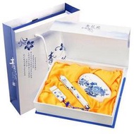 青花瓷陶瓷筆無線滑鼠隨身碟三件套裝 節日商務禮品 實用創意禮品 中國風