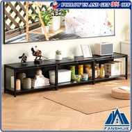 Black TV Console TV Cabinet with Transparent Flip Door Coffee Table / Tea Table Side Cabinet