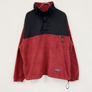 二手 Champion 紅色半拉鍊抓絨套頭衫，XL 碼