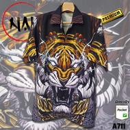 Hawaiian Shirt Golden Collar Tiger A711 Italian Silk