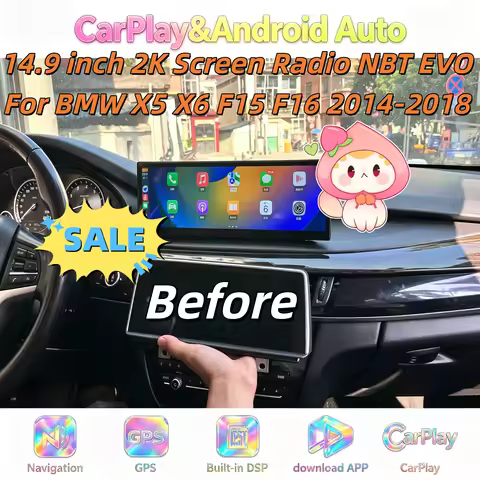 H 14.9" 2K Screen For BMW X5 X6 F15 F16 2014-2018 Carplay Android 14.0 8Core GPS Car radio Player Mu
