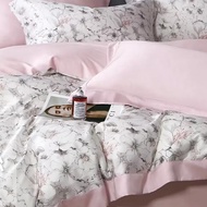 60支 100%天絲 雙人床包兩用被四件組 床包188 x 152cm + 兩用被套212 x 182cm + 枕套75 x 47cm 2個 清涼爵士  152 X 188 cm  床包 + 兩用被套