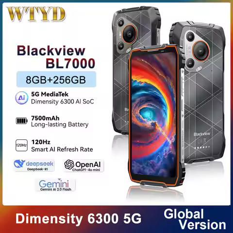 BLACKVIEW BL7000 5G AI Rugged Phone 8GB+256GB 6.78" HD+2.4K Display 120Hz Android 15 Dimensity 6300 