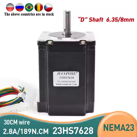 1PCS Nema23 Stepper Motor 23HS7628 189N.CM 4-Lead 270oz-in 76mm 2.8A Bipolar CE ISO ROHS CNC Router 