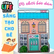 Toca Boca paper doll house toy, DIY doll toy for girls