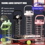 Summer Double Drinking Plastic Cup Large Capacity Handle Kettle High Value Sports With Scale K1i9