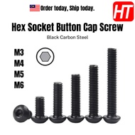 [10 PCS] M3 M4 M5 M6 Hex Socket Button Head Screw Mushroom Head Screw Button Cap Socket Screw Black 