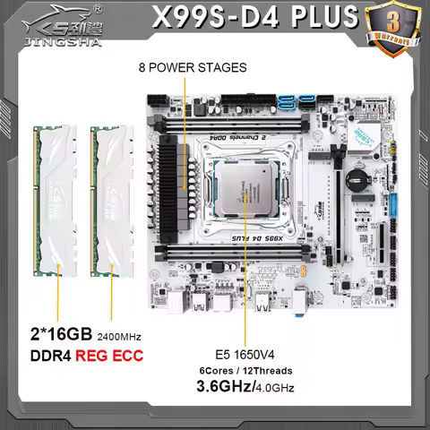 JINGSHA X99 SD4 LGA 2011 V3 Motherboard Xeon kit with E5 1650 V4 CPU + 2*16GB= 32GB RAM motherboards