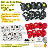 Golf Iron Set Cover Na Cat PU Leather Stick Cover 1 Set = 9pcs