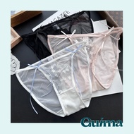 Long Sky Cherry Blossom Mesh Panties Low-Waist Lace Sexy Tulle Embroidered Japanese Panties Woman Se