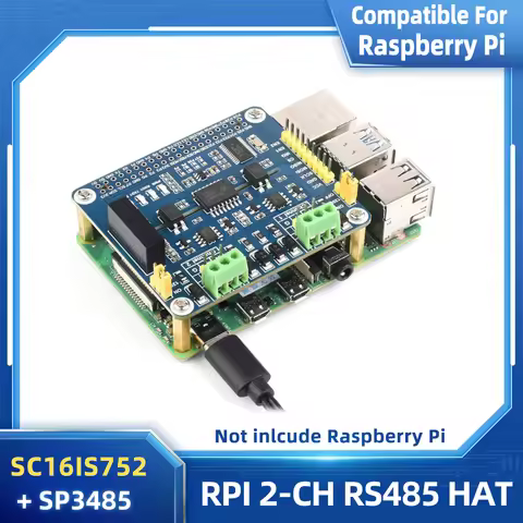 Raspberry Pi 2 Channel Isolated RS485 Expansion HAT SC16IS752 + SP3485 Solution for Raspberry Pi 5 4