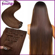Brown Brazilian Straight Human Hair Clip in Extensions Convenient to Wear Real Hair Fake Hair Straig