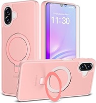 Asuwish Phone Case for Samsung Galaxy A06/A07, Ring Stand with Tempered Glass Screen Protector, Comp