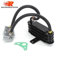 Universal Black Aluminum Motorcycle Engine Oil Cooler for 50/70/110/125/140/150/160 Horizontal Engine Dirt Pit Monkey Bike ATV Cooling Radiator 158mm Professional Modified Motorcycle Accessories