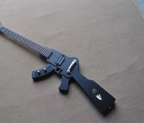 2026 new, 6-string AK47 gun model Left Handed guitar, matte black real photos in stock 419