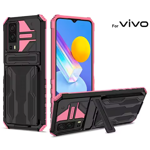 Case for VIVO Y20S Y53S Y11 Y12 Y72 Camera Protection Phone Case with Cardholder Kickstan Cover for 