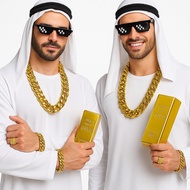 cp64 Men's Fancy Dress With Headscarf Prince Ah Set Dubai Millionaire Oil Pond Rich Man Theme