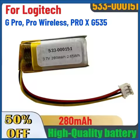 High-Quality 533-000151 280mAh Replacement Mouse Battery For Logitech G Pro, Pro Wireless, PRO X G53