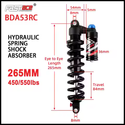 Fastace BDA53RC MTB Rear Shock 265mm Mountain Bicycle Suspension Shock Absorber for Surron Light Bee