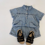 [Clearance Non-Refundable 39 Yuan] Maibao Boys Summer Casual Denim Suit
