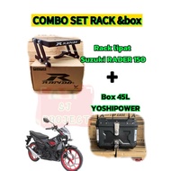 🔥COMBO SET BOX&RACK LIPAT RAPIDO🔥 SUZUKI RAIDER 150 rear box set RACK LIPAT RAPIDO 45L BOX YOSHIPOWE