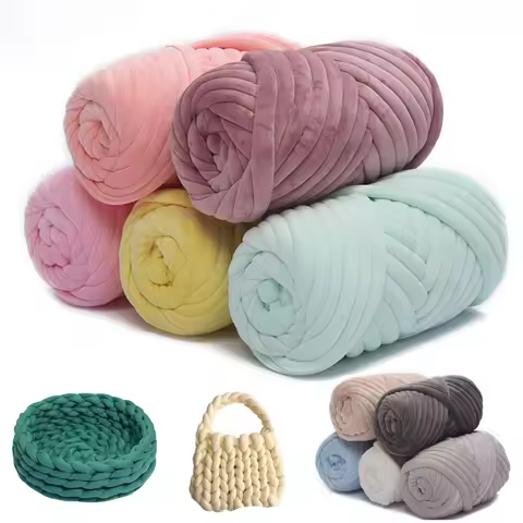 500G Super Velvet Chunky Yarn Thick Cored Cotton Wool Tube Yarn for DIY Blanket Hat Bulky Arm Roving