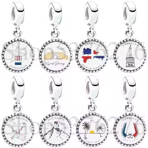 925 Sterling Silver Bead Zona Colonial Punta Cana Puerto Plata Dangle Charm Fit Fashion Women Bracel