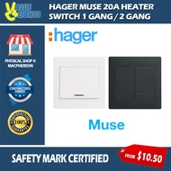 Hager Muse 20A Heater Switch 1 Way 2 Way Singapore Safety Mark