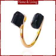 AOTO Natural Raw Black Tourmaline Adjustable  with Gold Plated Perfect October Birthstone  for Her J