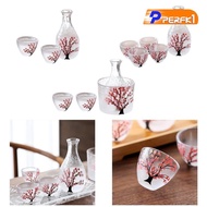 [Perfk1] Sake Pot Set Japanese Cold Sake Glasses for Dining Table