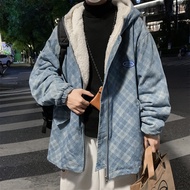 Hooded Diamond Check Lamb Fleece Jacket - Winter 2022 New Style