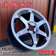 ล้อแม็ก มือ 2 TE37 ขอบ 17x7.5" 4H100 ET+42 สีดำหน้าเงา สภาพดี ไม่มีซ่อม มีรอยตำหนิ สภาพตามรูปที่โพสต