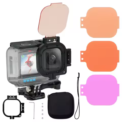 Red Filter For Gopro Filter Kit With Dive Filter For Gopro Hero 8, 9, 10, 11, 12 Free Scuba Diving P
