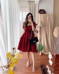 One fashion id COD + GRATIS ONGKIR Dres Korean wanita badan full karet / Dress wanita elegant /