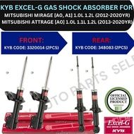 KYB ABSORBER (FRONT, REAR) FOR MITSUBISHI MIRAGE [A0, A1] '12-20YR / ATTRAGE [A0] '13-20YR - JAPAN KYB