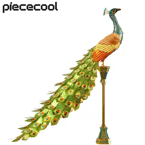 Piececool 3D Puzzle Metal Model Kits Colorful Peacock Toys DIY for Adult Jigsaw Assemblt Kit Best Bi