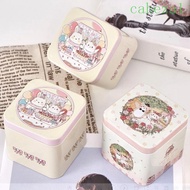CABEZA Cookie Tin, Cartoon Square Tin Box, Small Metal Suitcase Vintage Durable Portable Biscuit Storgae Box Wedding Gifts