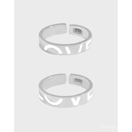 Epoxy Resin Concealed INS Open Couple Versatile Pure Silver Korean Style Design Sense Niche Texture 