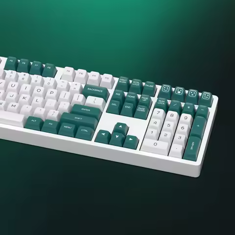KBDiy PBT SA Profile 142 Keys Mechanical Keyboard Keycap Double Shot Green and White Keycaps DIY Cus