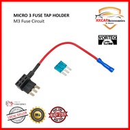 VORTEQ 12V Fuse Add-a-Circuit TAP Circuit Fuse Tap Micro 3 Blade Fuse Holder with 15A Fuse Dashcam H
