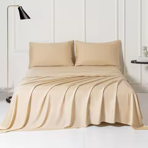 4 Piece King Sheet Set 100% Tencel Lyocell Extra Soft Bed Sheet Champagne