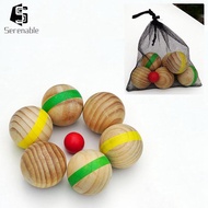 [Serenable] 7 Piece Bocce Ball Set Sports Playground Balls Fun Games Durable Accessories Grass Woode